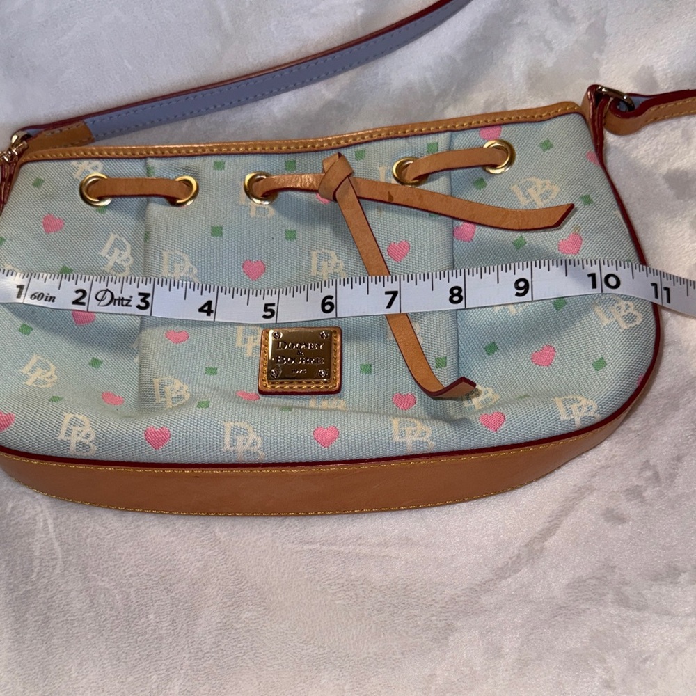 Dooney & Bourke Mint Pastel Heart Mini Shoulder Bag with Pom Pom Charm - Picture 14 of 16